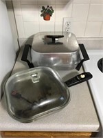 TWO SUNBEAM COOKING PANS WITH CORDS