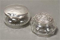 Two Sterling Silver Topped Dressing Table Jars,