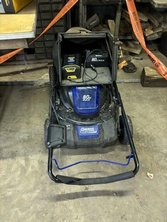 kobalt 80v push mower with bagger,charger and