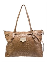 Jimmy Choo Neut Gold-tone Suede Pull-through Tote