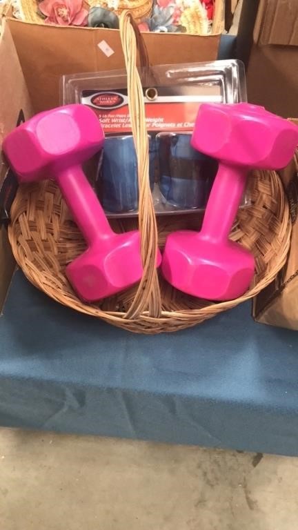 7.7 pound pink weights with ankle/wrist weights