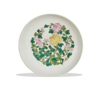 CHI. Imperial Yellow Plate w/ Flowers, Jiaqing