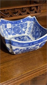 Blue & White Oriental Square Bowl