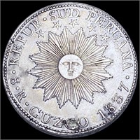 1837 Peru Silver 8 Reales CLOSELY UNCIRCULATED
