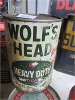 1 Vtg. Qt. Wolf's Head Heavy Duty Motor Oil Can