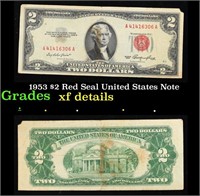 1953 $2 Red Seal United States Note Grades xf deta