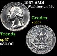 1967 SMS Washington Quarter 25c Grades sp66+