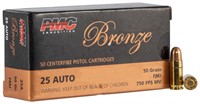 PMC 25A Bronze Target 25 ACP 50 gr Full Metal Jack