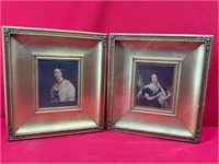 Pair of Female Prints in Gold Gilded Wood Frames