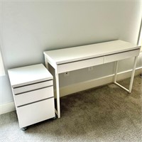 White Desk + File Cabinet, Set #2