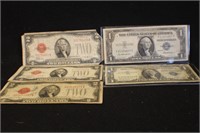 Lot of 5 Bank Notes 2 $1 and 3 $2 Notes