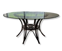 Vintage Modern Bamboo Style Glass Top Table