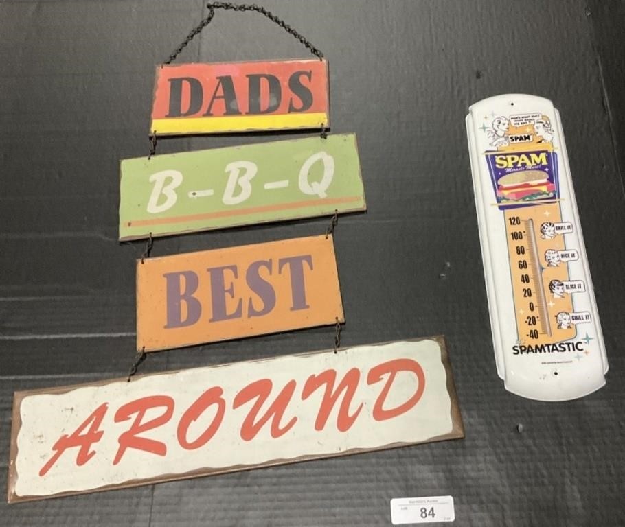 Advertising SPAM Thermometer, Metal Dad Sign.