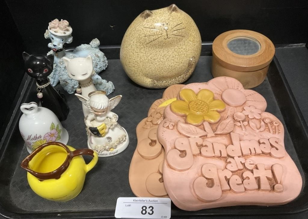 Ceramic Figures, Wooden Trinket Box.