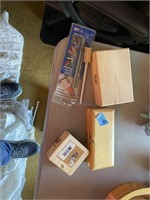 Assorted Items - Wooden Box and Cutting Tools