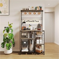 X-cosrack Bakers Rack  Coffee Bar with Wire Basket