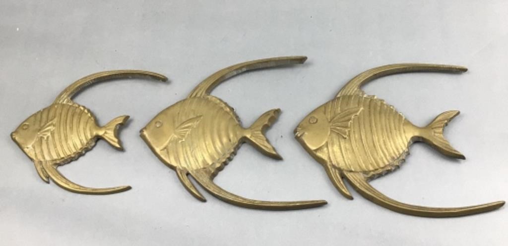 Vintage Brass Angel Fish Wall Decorations