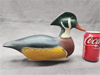 Wood Duck decoy stamped "WTC" "P6"  signed by
