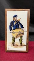 Antique Ceramic Tile Fisherman Picture Display