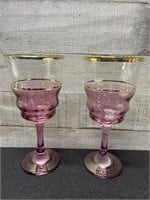 2 Rose/ Gold Goblets 7.5" High