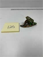 Vtg Jeweled Green Enameled Frog trinket Box