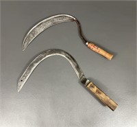 Two Vintage Hand Scythes