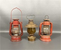 Three Small Vintage Kerosene Lanterns