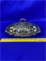 Silver plate covered serving dish