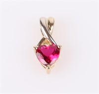 10K YELLOW GOLD HEART RUBY LADIES PENDANT