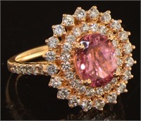 14kt Rose Gold 2.65 ct Oval Pink Tourmaline Ring