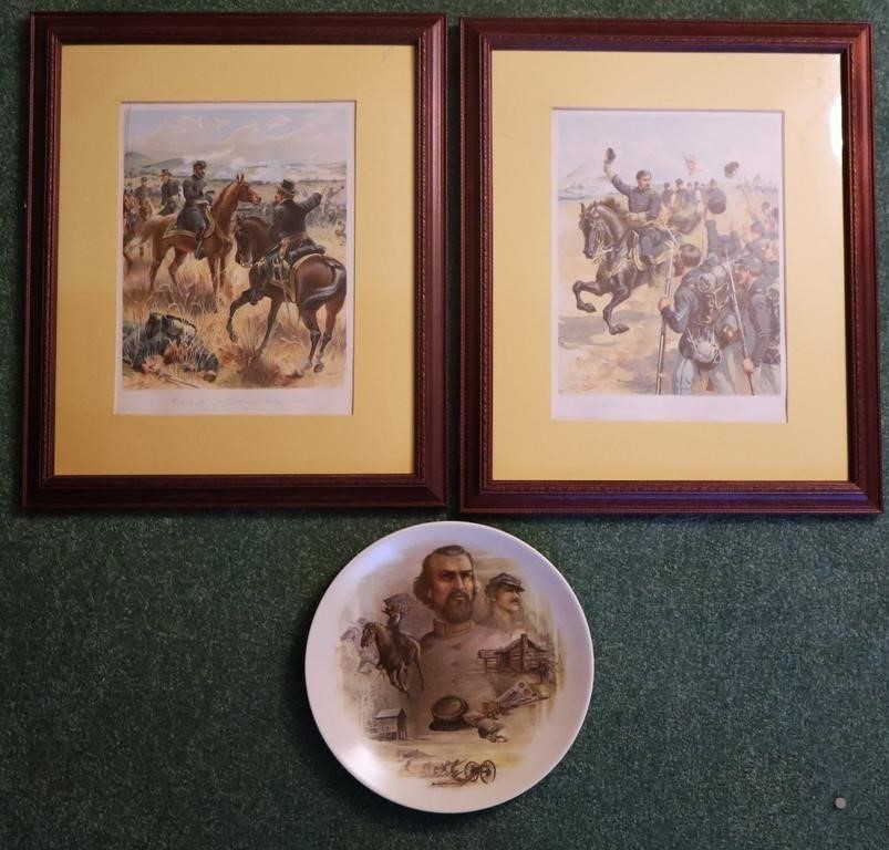 3pc Union Commanders Prints & Confederate Plate