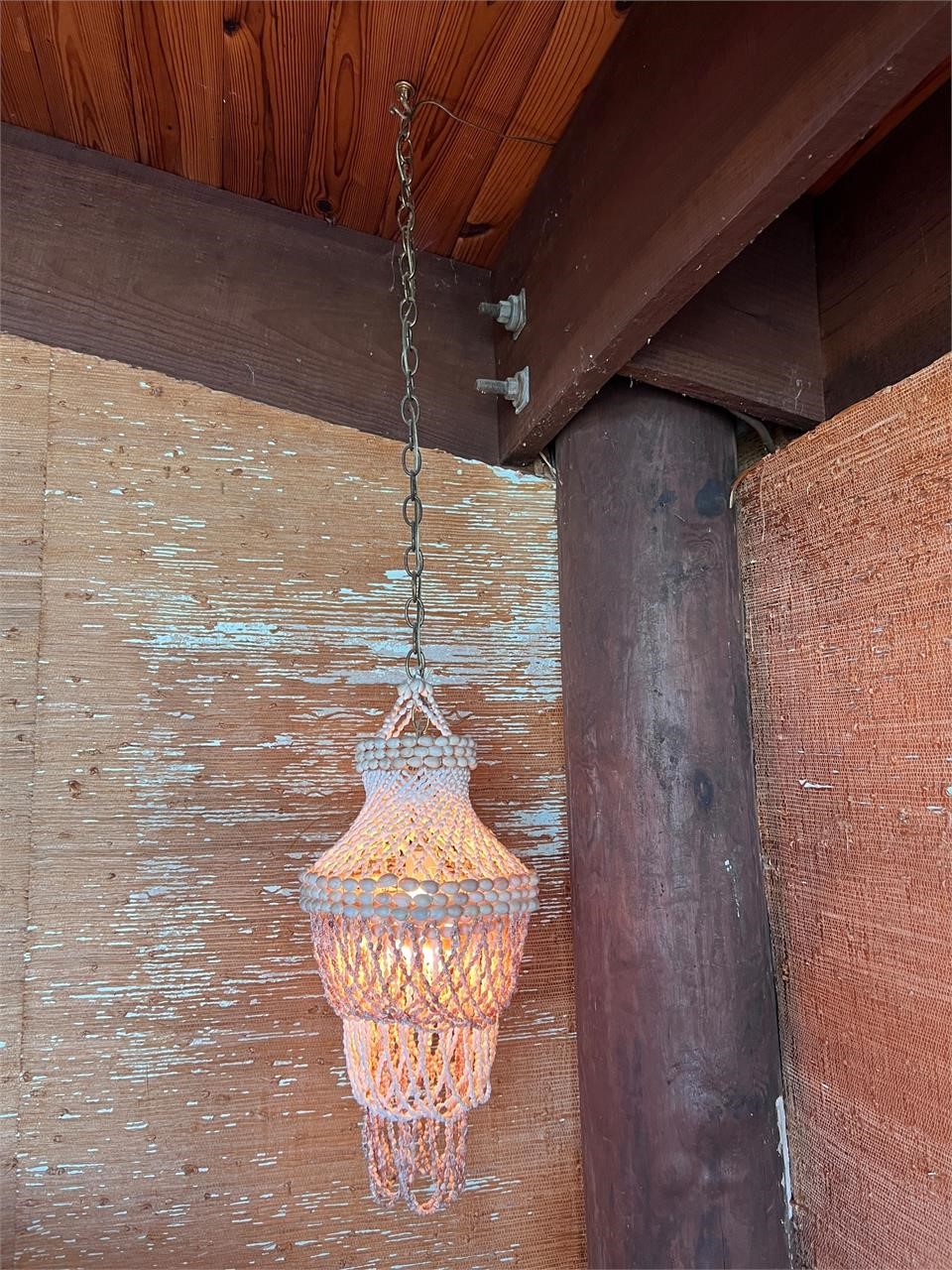 Vintage Bohemian Seashell Hanging Chandelier Lamp