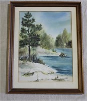 Ruth Langhorn Watercolor 18.5x15", Framed