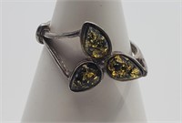 Amber, Sterling Silver Ring