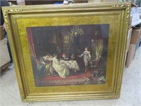 GOLD FRAMED FRENCH PARLOR SCENE PRINT