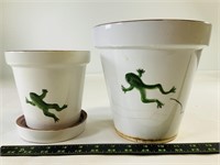 2pcs painted frog flower pots