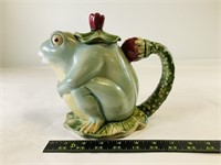 Glazed ceramic frog pitcher