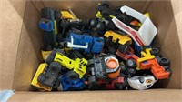 Box of vehicle toys