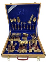 Vintage 56 Piece Siam Brass Thepanom Flatware