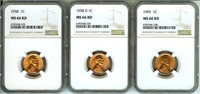 1955 1958 1958-D Cent NGC MS66 RD LISTS $111