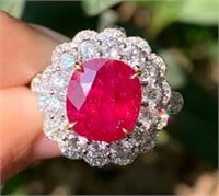 3.16ct Natural Ruby Ring in 18k Yellow Gold