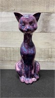 Purple Ceramic Cat Figurine 11" Tall