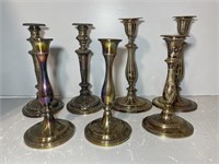 (7) SILVER PLATE CANDLESTICK HOLDERS