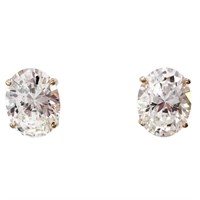 5 Carat White Diamante Stud Earrings 14k Gold