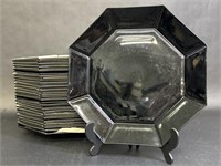 25 Arcoroc Octime Octagonal Black Dinner Plates