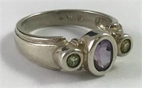 Sterling Silver Amethyst and Peridot Ring