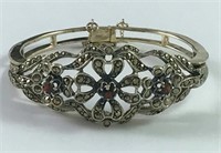 Sterling Silver Antique Bracelet with Garnet