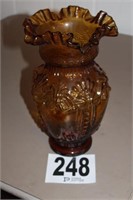 Pressed Amber Glass Vase 13"