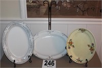 Three China Platters w/ Stands