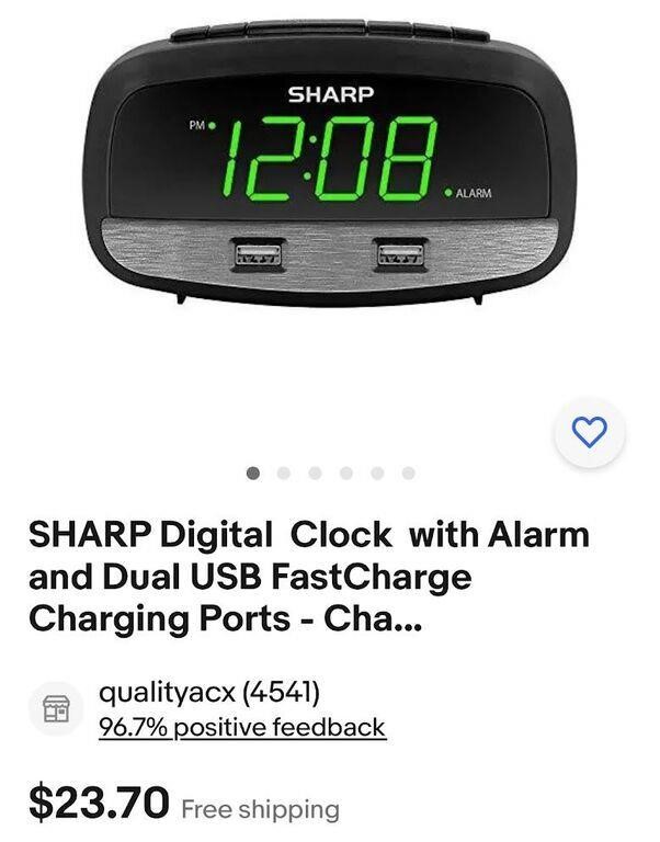 SHARP BRUSHED METAL ACCENT Alarm clock